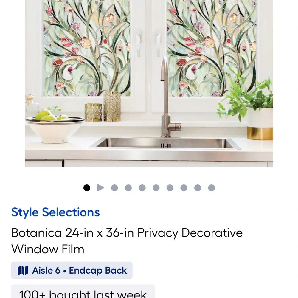 Floral Vine Privacy Faux Stained Glass Window Cling Multicolor